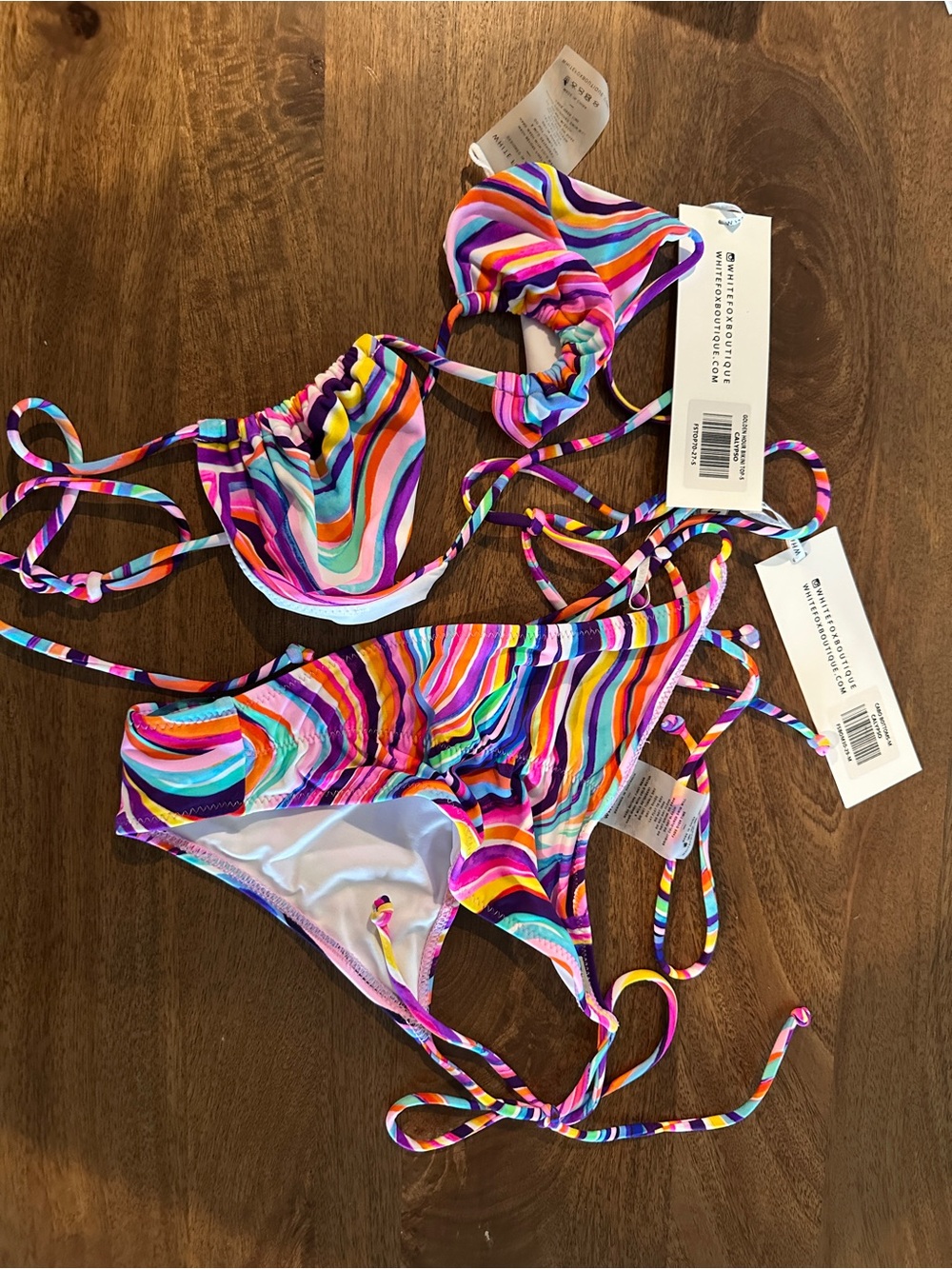 NWT White Fox Swim Golden Hour Bikini Top & Cabo Bottoms Calypso Set S/M
